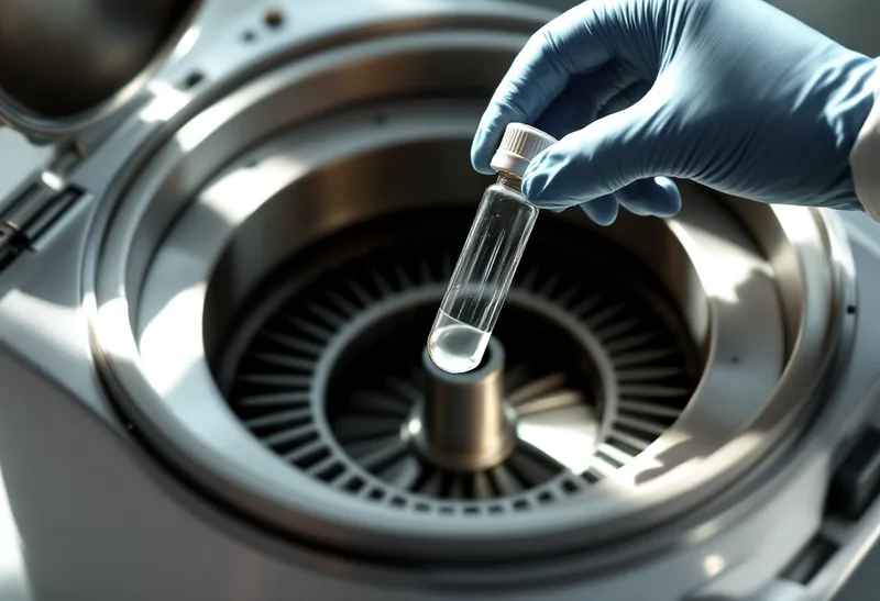 A blood sample being prepared in a centrifuge at the clinic